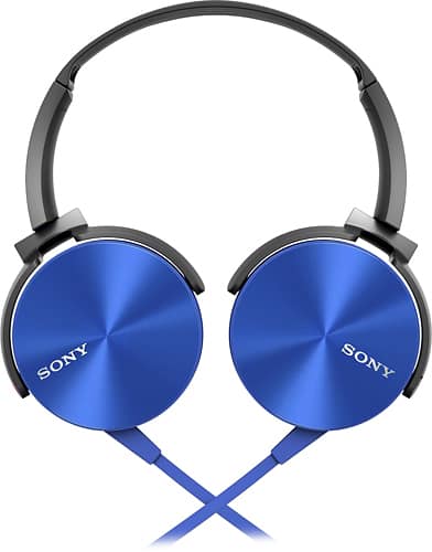 Front. Sony - On-Ear Headphones - Blue.