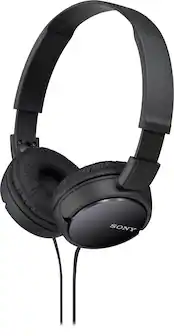 Front. Sony - ZX Series Wired On-Ear Headphones - Black.