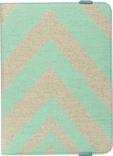 Front. Studio C - Chevron On & On Case for Most Tablets Up to 10" - Linen/Aqua.