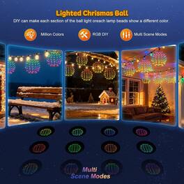 RTMB - 2-Pack Large Outdoor Christmas Lighted Spheres, App-Controlled Hanging Globe Lights with Remote, Music Sync and Dynamic - Colorful