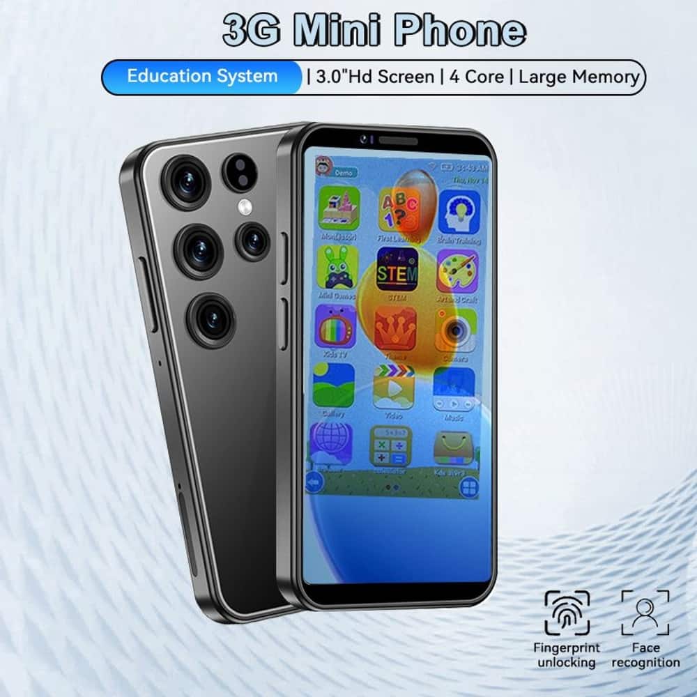 Loheer - Kids Educational Smartphone Unlocked Mini Phone Dual SIM Small Touch Screen Mobile Phone Birthday Gift - Classic Black
