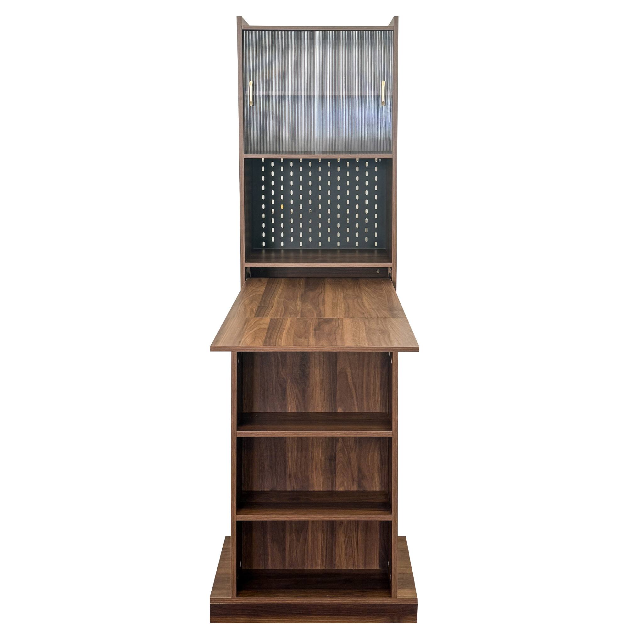 Alt View 2. Tiramisubest - Folding Desk with Storage,Space-Saving Foldable Computer Desk for Small Spaces,Writing Study Table for Home Office - Walnut.