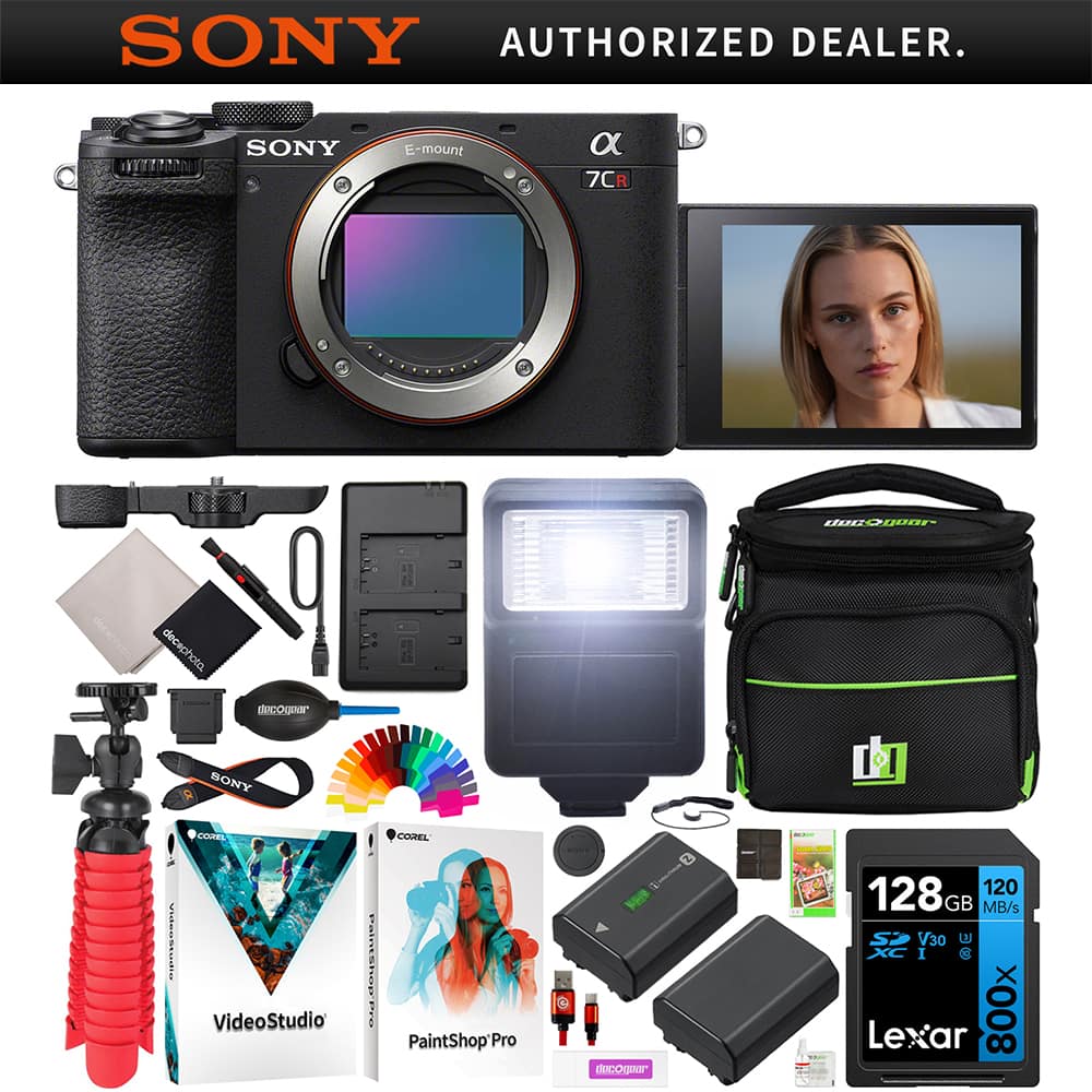Sony - a7CR Full Frame Mirrorless Camera Body Black + Bag & Essentials Kit Bundle