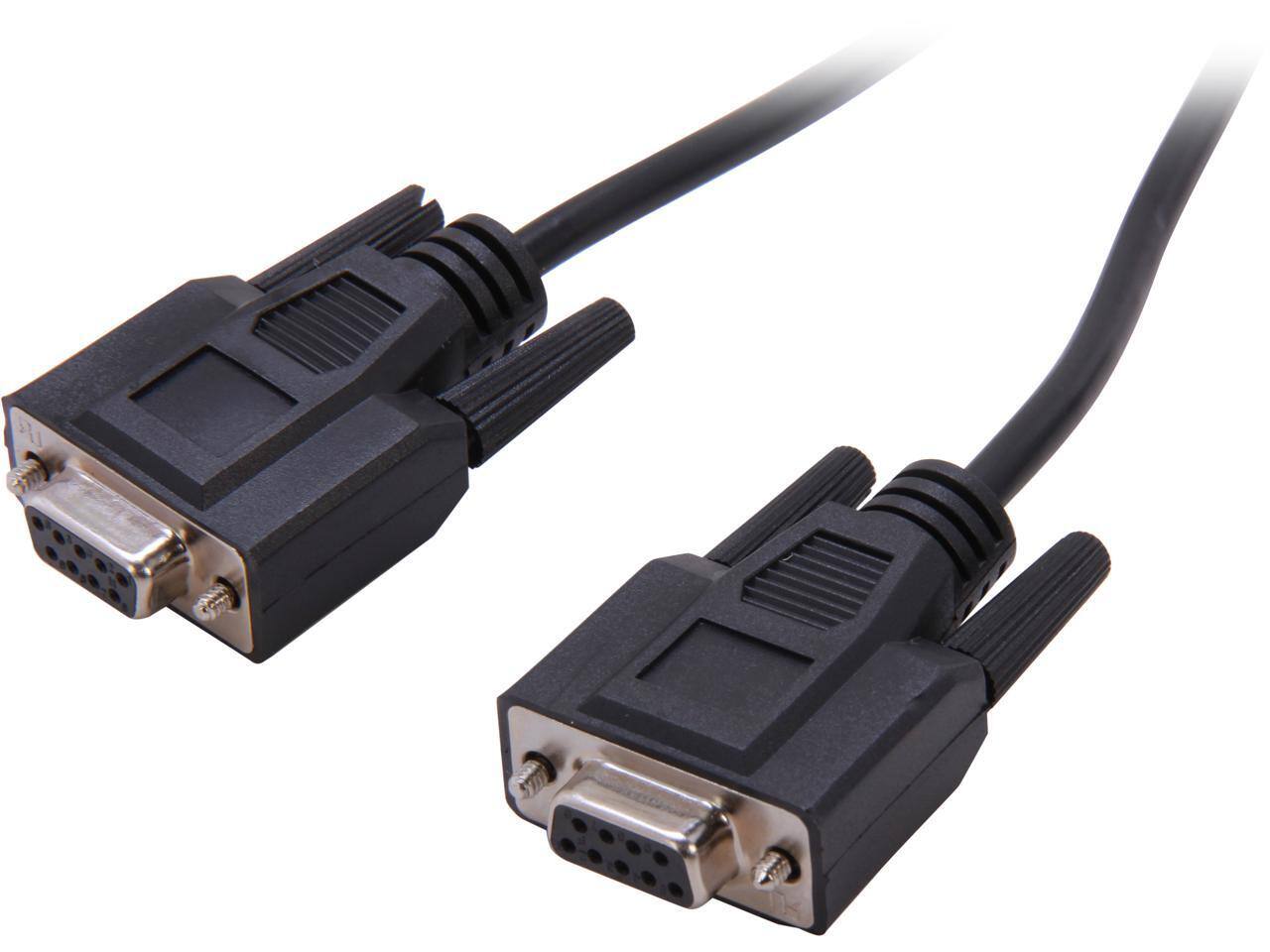 Front. Cables to Go - C2G 52038 DB9 F/F Serial RS232 Null Modem Cable, Black (6 Feet, 1.82 Meters).