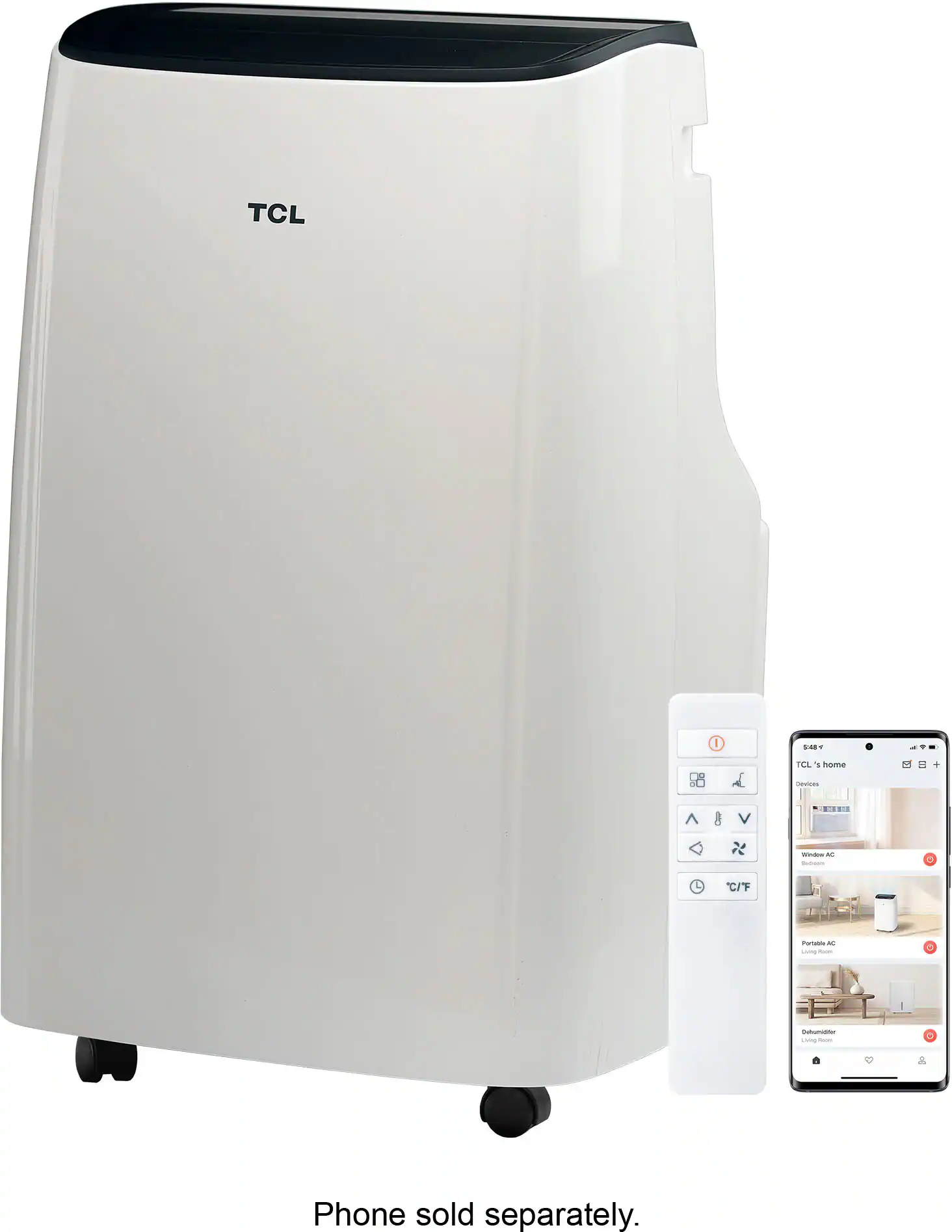 TCL - 300 Sq. Ft. 7,000 BTU 3-in-1 Smart Portable Air Conditioner - White