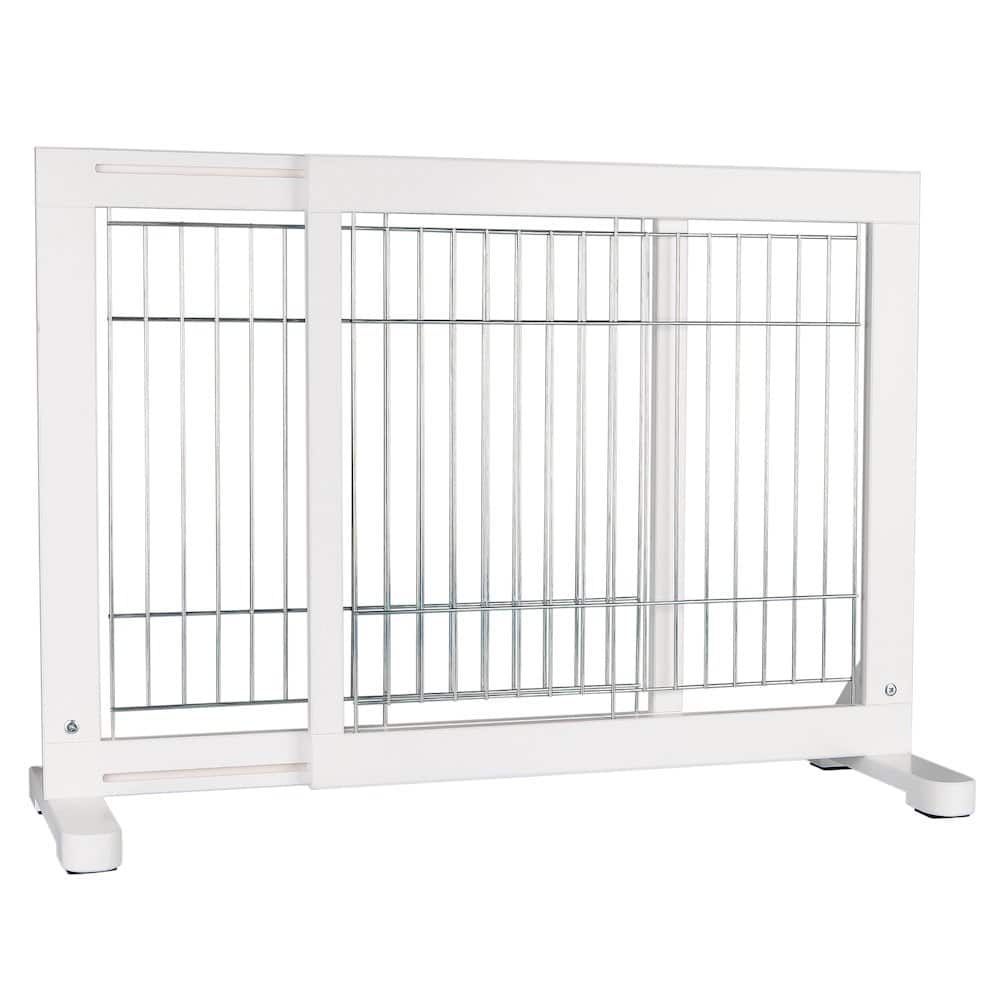 TRIXIE - Adjustable Wooden Freestanding Pet Gate, Tall Step Over, Expands to 42.5" - White
