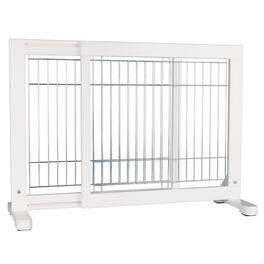TRIXIE - Adjustable Wooden Freestanding Pet Gate, Tall Step Over, Expands to 42.5" - White