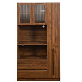 Kadyn - 71-Inch Tall Freestanding Kitchen Pantry with Pull-Out Shelf - Walnut - Brown