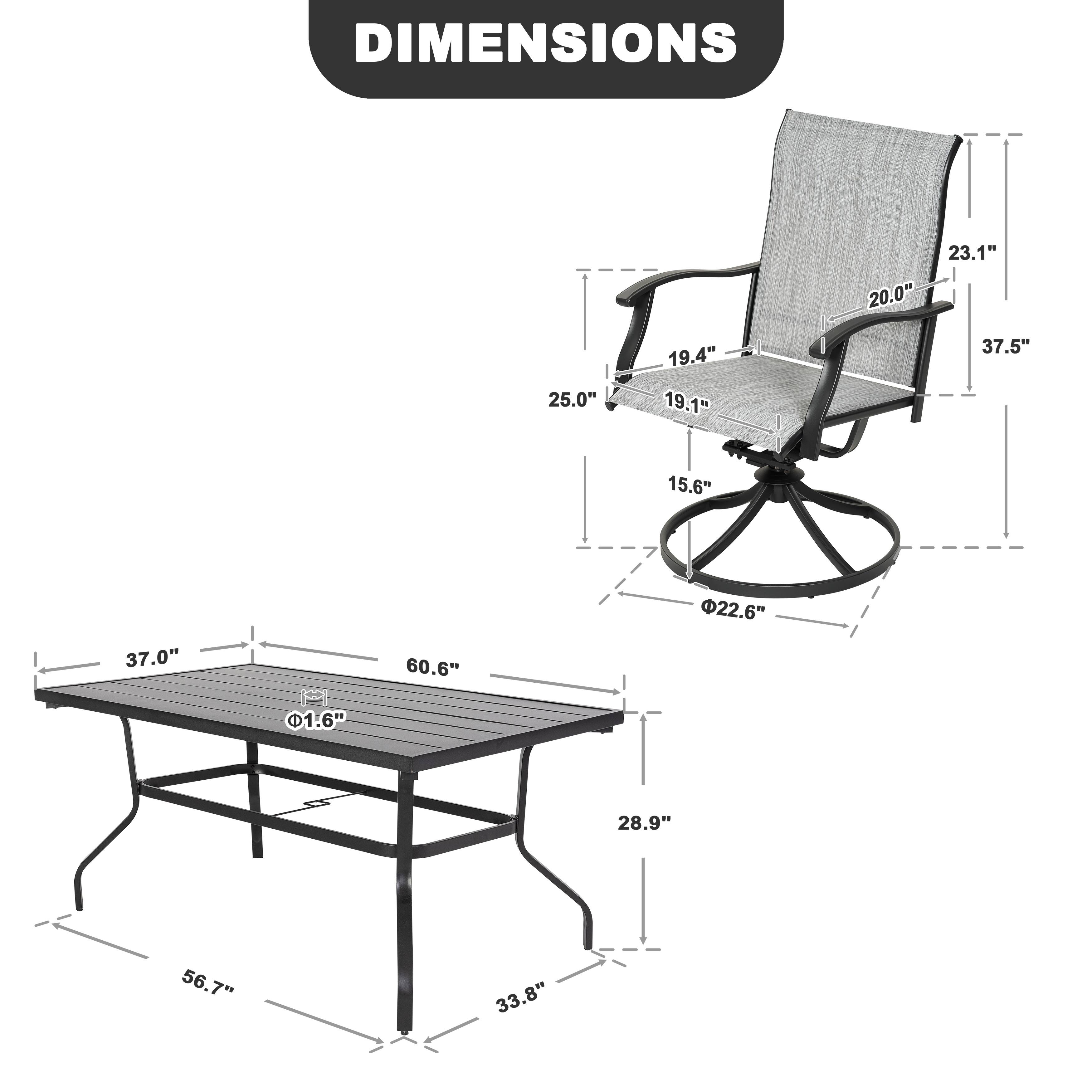 DIMENSIONS

- 20.0"
- 23.1"
- 25.0"
- 19.4"
- 19.1"
- 37.5"
- 15.6"
- 37.0"
- 1.6"
- 60.6"
- 22.6"
- 28.9"
- 56.7"
- 33.8"