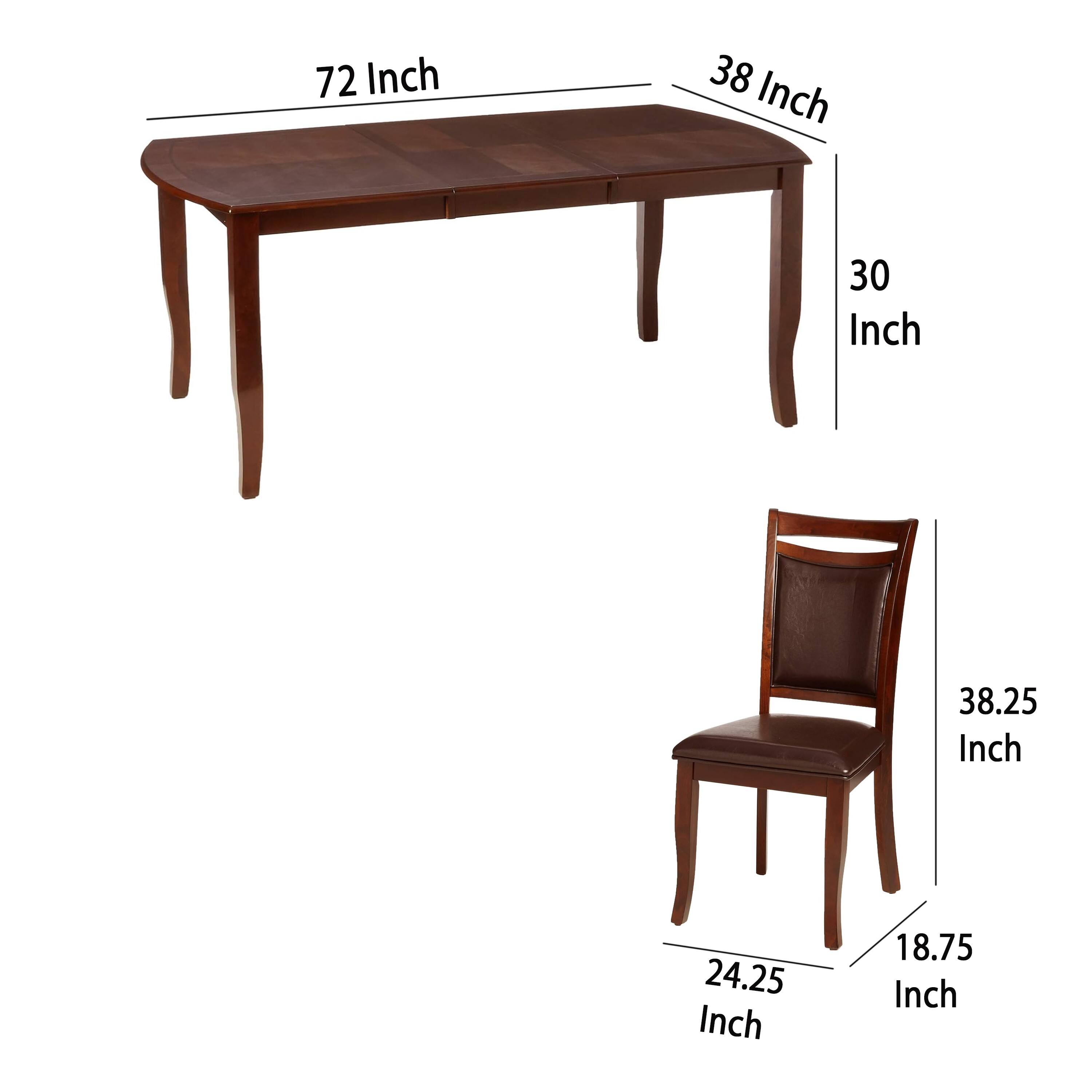 - Table: 72 Inch (length) x 38 Inch (width) x 30 Inch (height)
- Chair: 24.25 Inch (width) x 18.75 Inch (depth) x 38.25 Inch (height)
