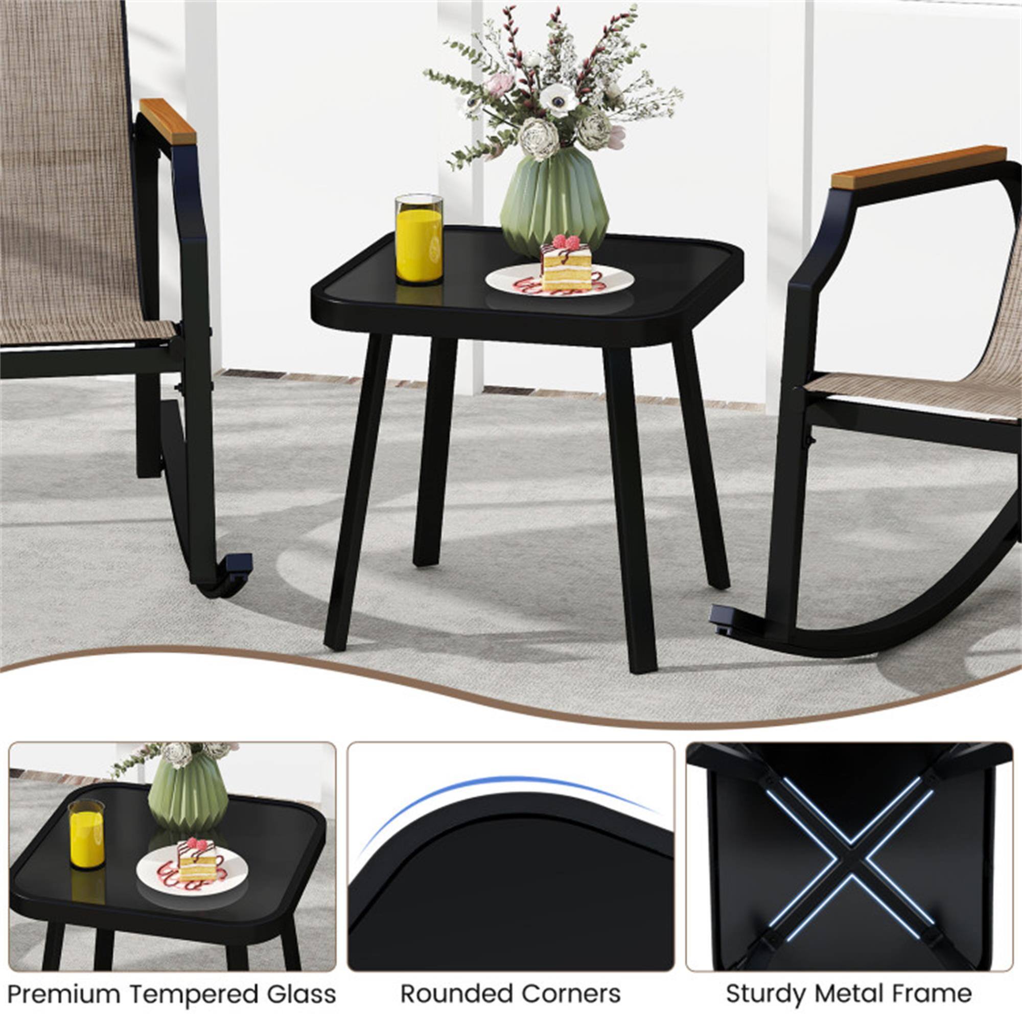 Premium Tempered Glass  
Rounded Corners  
Sturdy Metal Frame