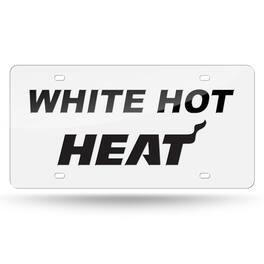 Rico Industries - Miami Heat NBA White Hot Heat Mirrored Laser Cut License Plate Tag - Multi