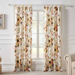 Somerset Curtain Panels (Set of 2) with Tiebacks 84" x 42" by Greenland Home fashions - Gold