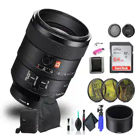 Bundle - Sony - FE 100mm f/2.8 STF GM OSS Lens (SEL100F28GM) + 64GB Memory Card + More - Black