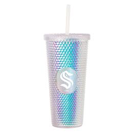 Logo Brands - Seattle Kraken 24oz. Iridescent Studded Travel Tumbler with Straw - Multicolor