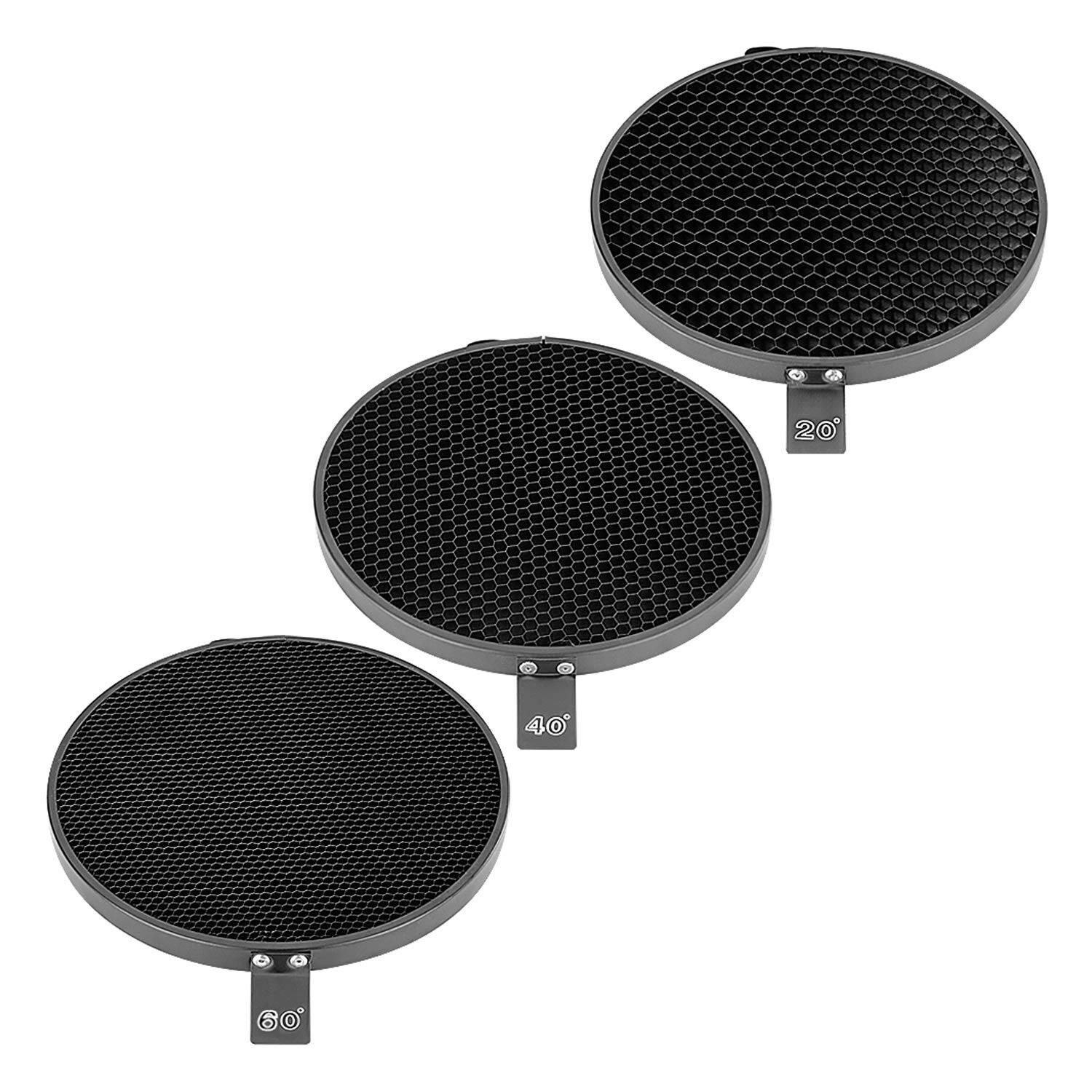 Alt View 2. Neewer - 7" Bowens Reflector w/ 20/40/60° Honeycomb Grid.