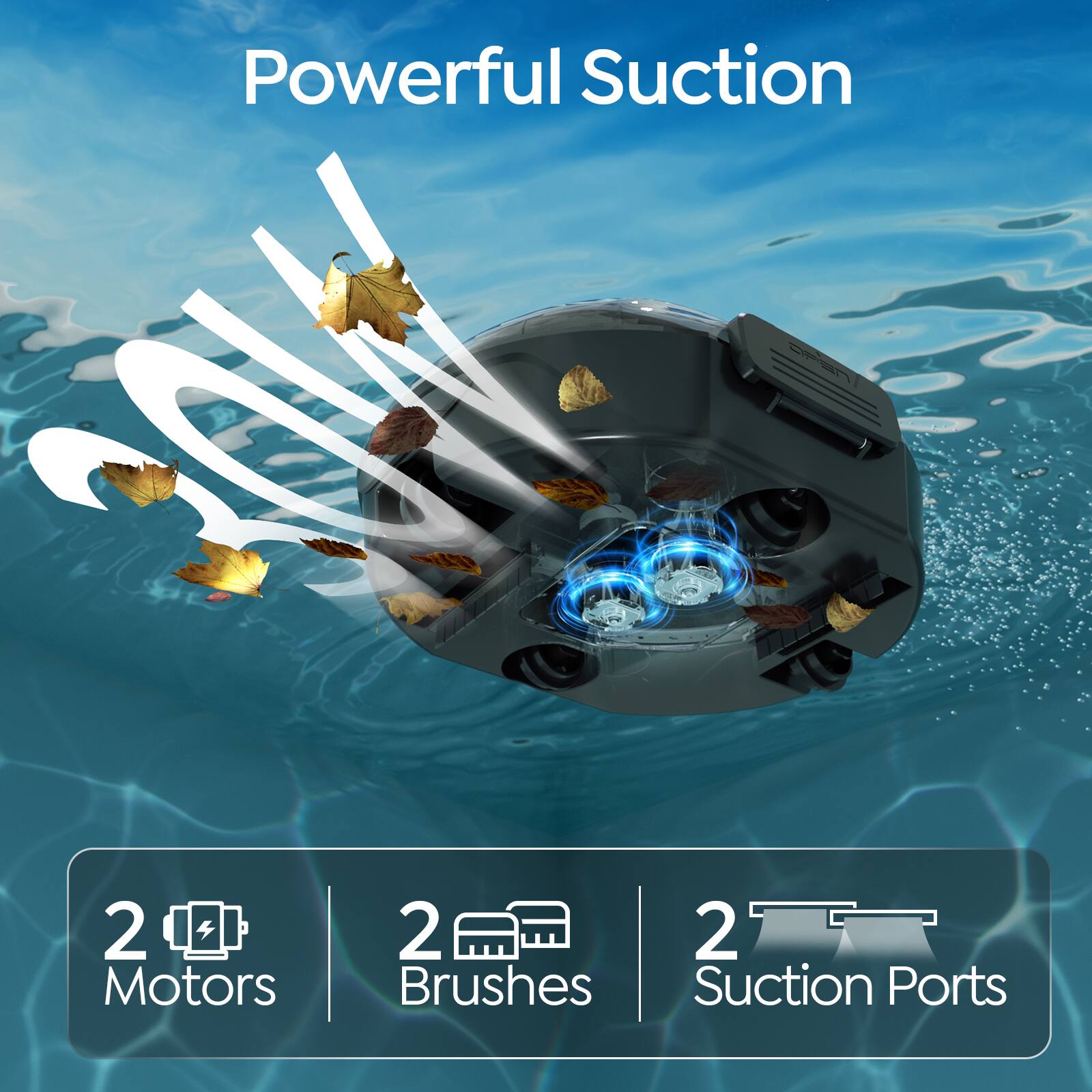 Powerful Suction  
2 Motors  
2 Brushes  
2 Suction Ports