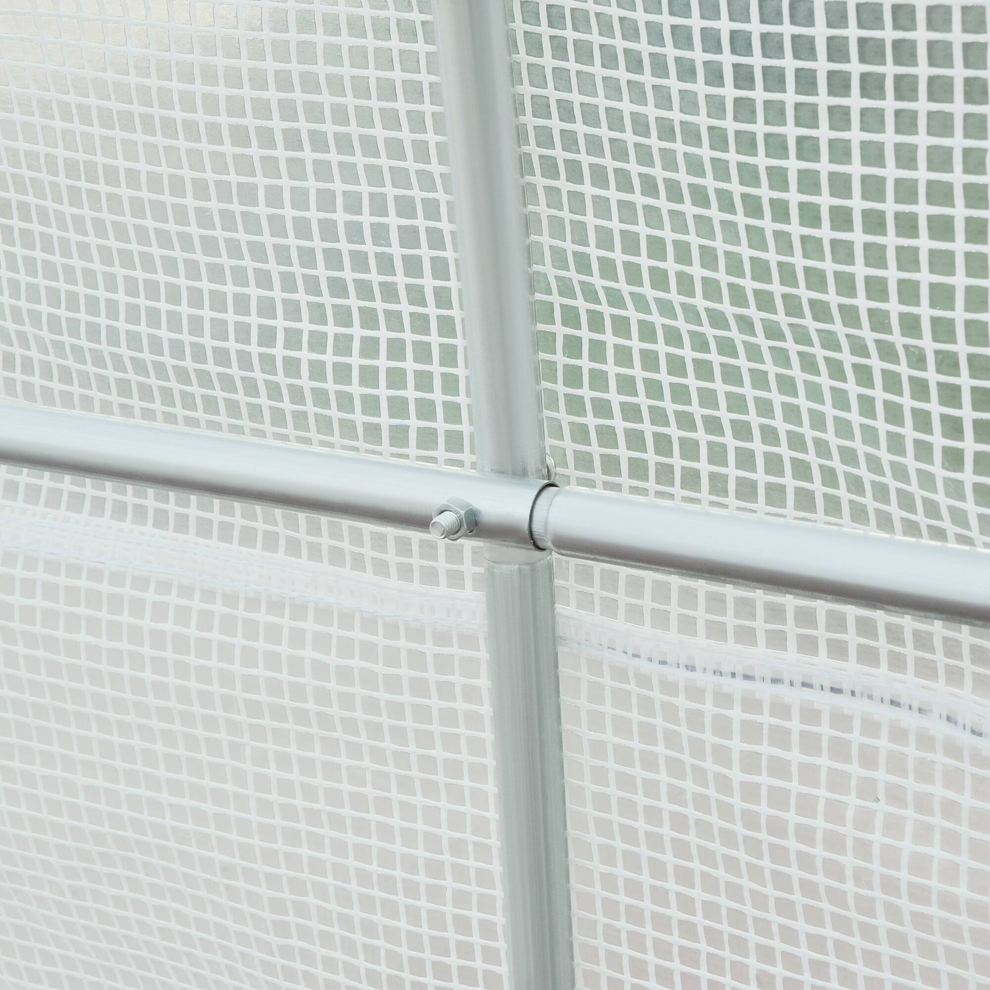 Alt View 8. Outsunny - 14.6' x 6.6' x 6.6' Walk-In Tunnel Greenhouse, Large Garden Hot House Kit with 6 Roll-up Windows & Roll Up Door - White.