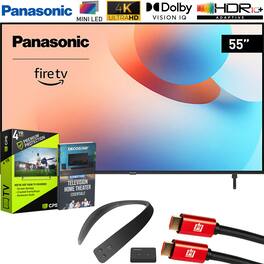 Panasonic - 55" W95 Series Mini LED 4K UHD Smart Fire TV (2024) Bundle w/ 4 Year Protection Pack + WN10 Neck Speaker