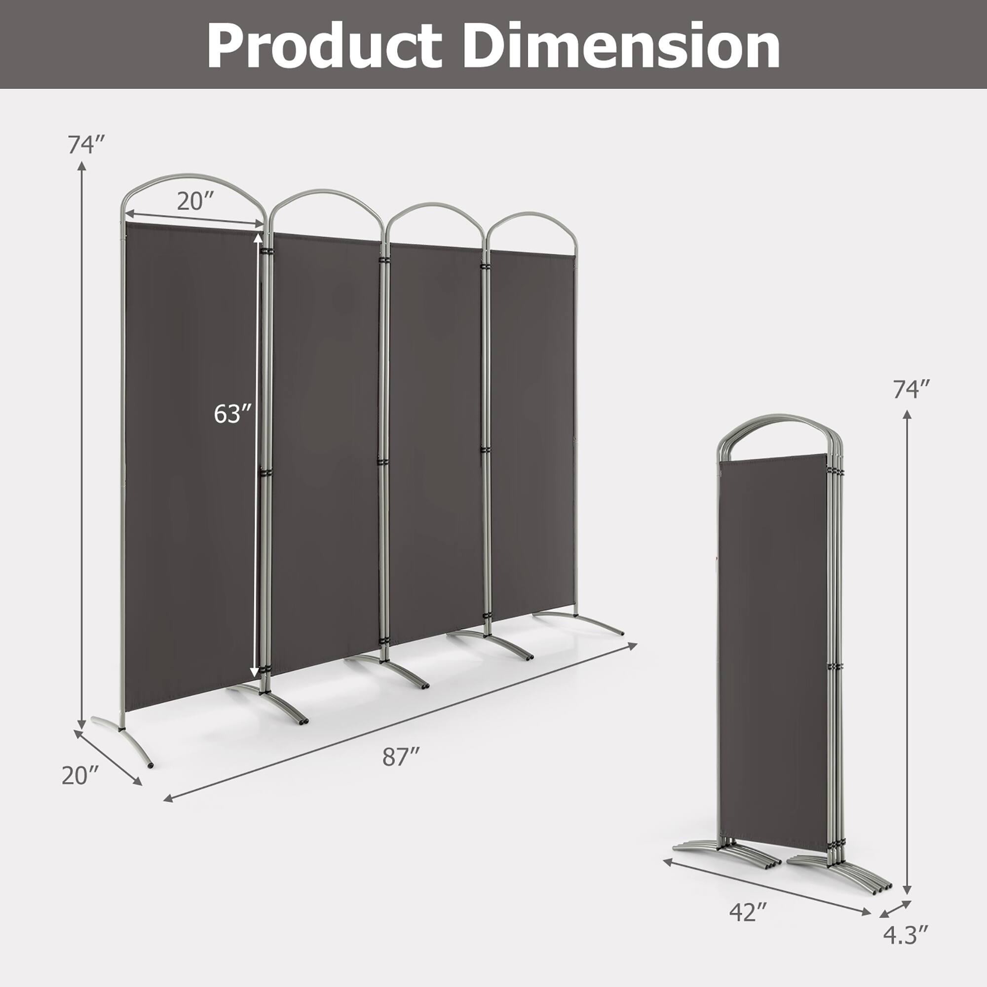 Product Dimension

74"
20"
63"
74"
20"
87"
42"
4.3"