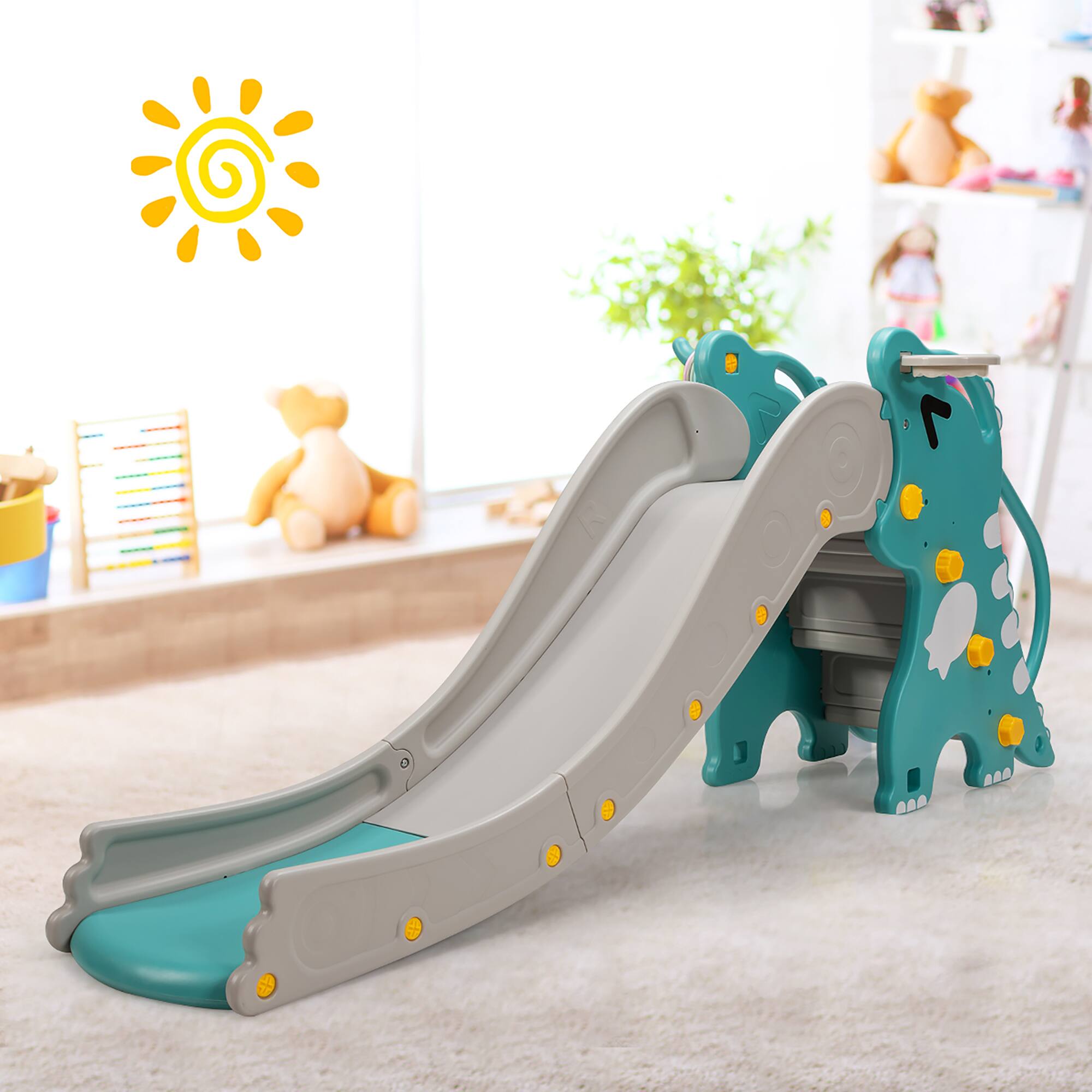 Alt View 1. Costway - Costway 4 in 1 Kids Climber Slide Play Set w/Basketball Hoop & Toss Toy Indoor & Outdoor - Multicolor.