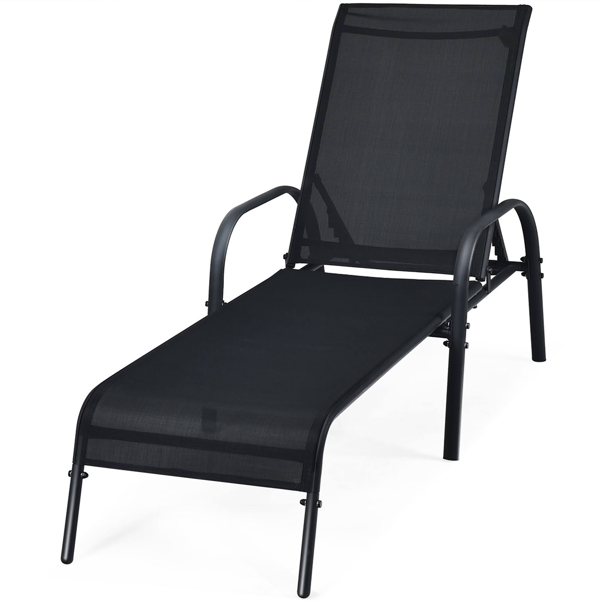 Alt View 9. Costway - Costway Set of 2 Patio Lounge Chairs Sling Chaise Lounge Recliner Adjustable - Black.