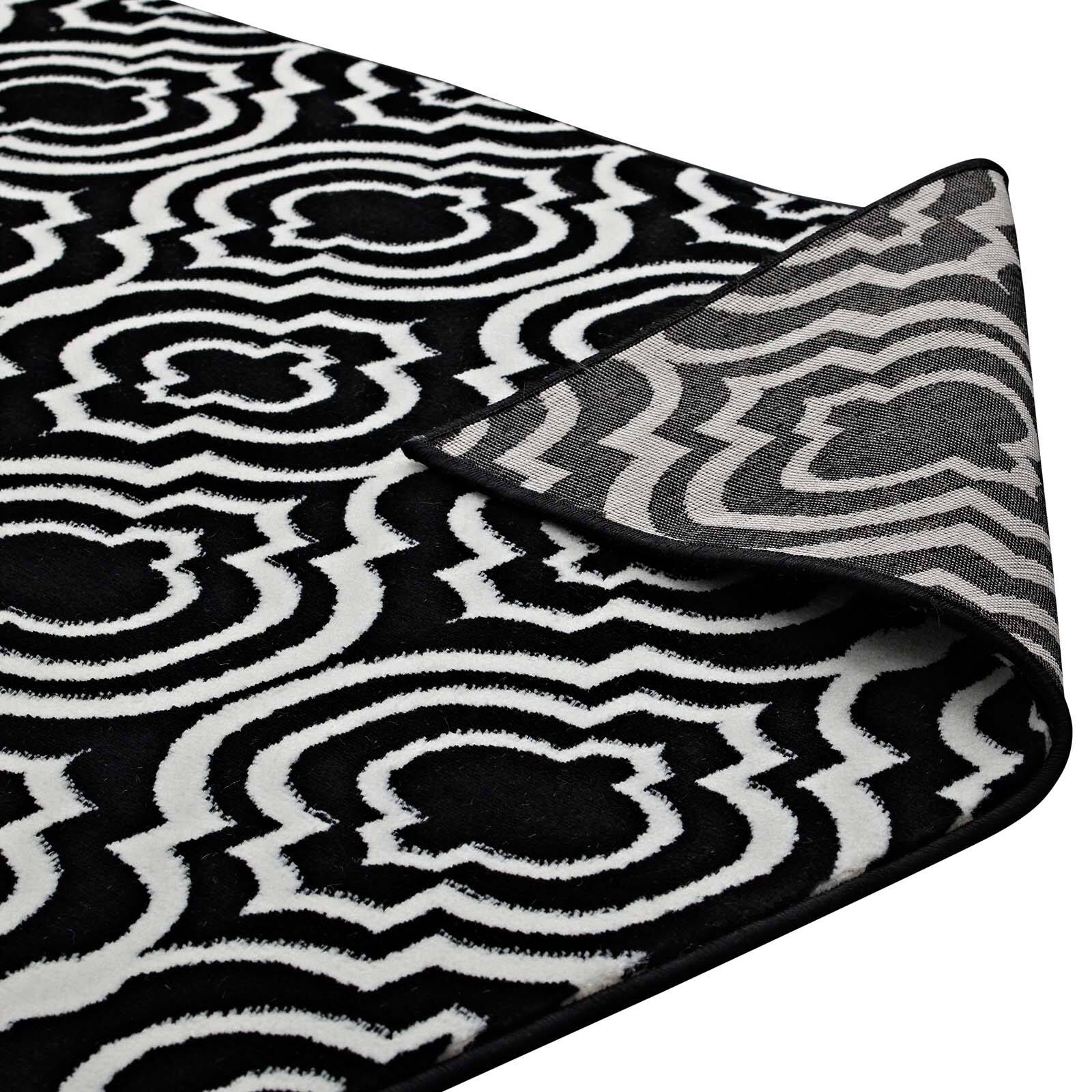 Alt View 3. Modway - Frame Transitional Moroccan Trellis Area Rug - Black and White.