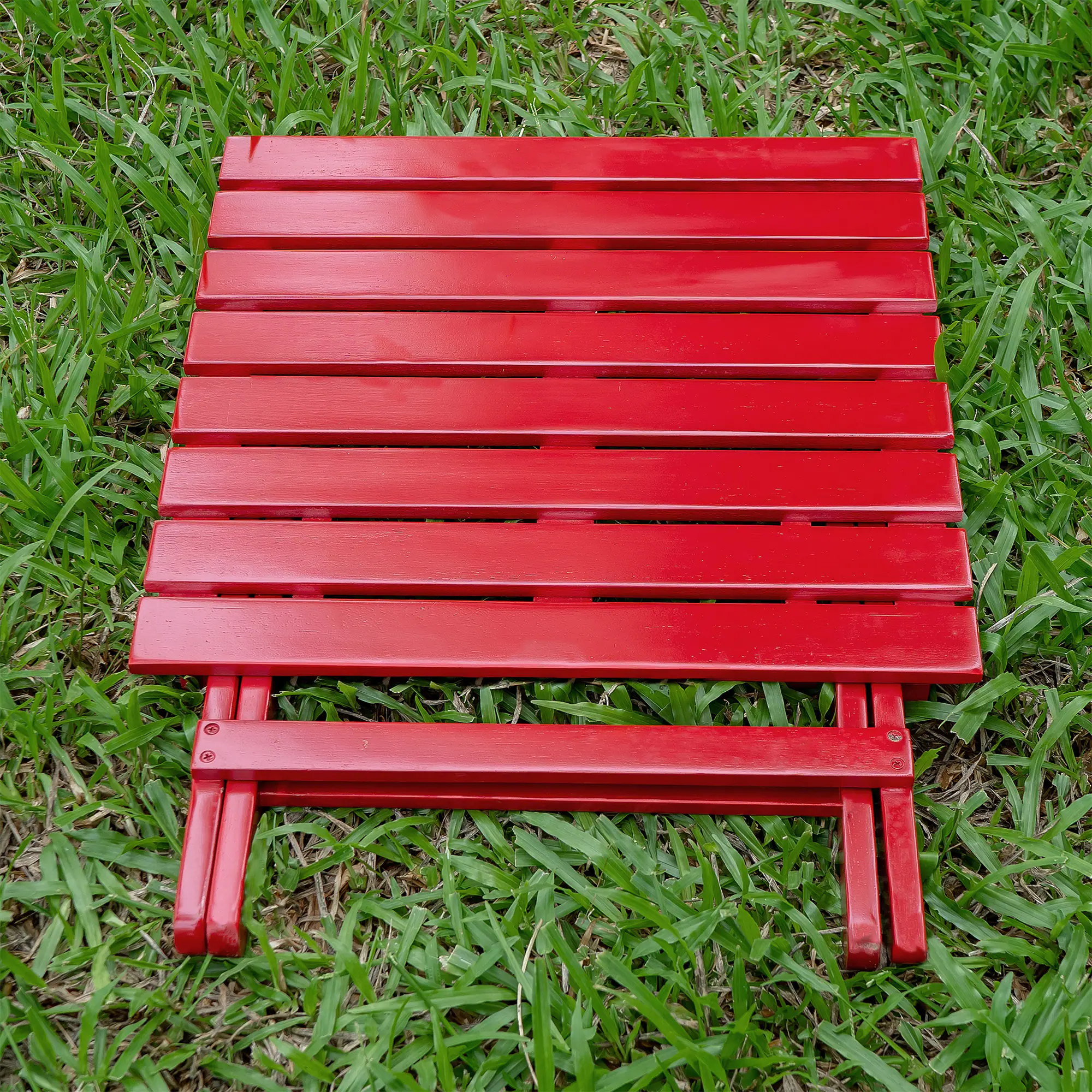Alt View 3. Merry Products - Merry Products Authentic Acacia Hardwood Flat Folding Slatted Side Table, Red - Red.