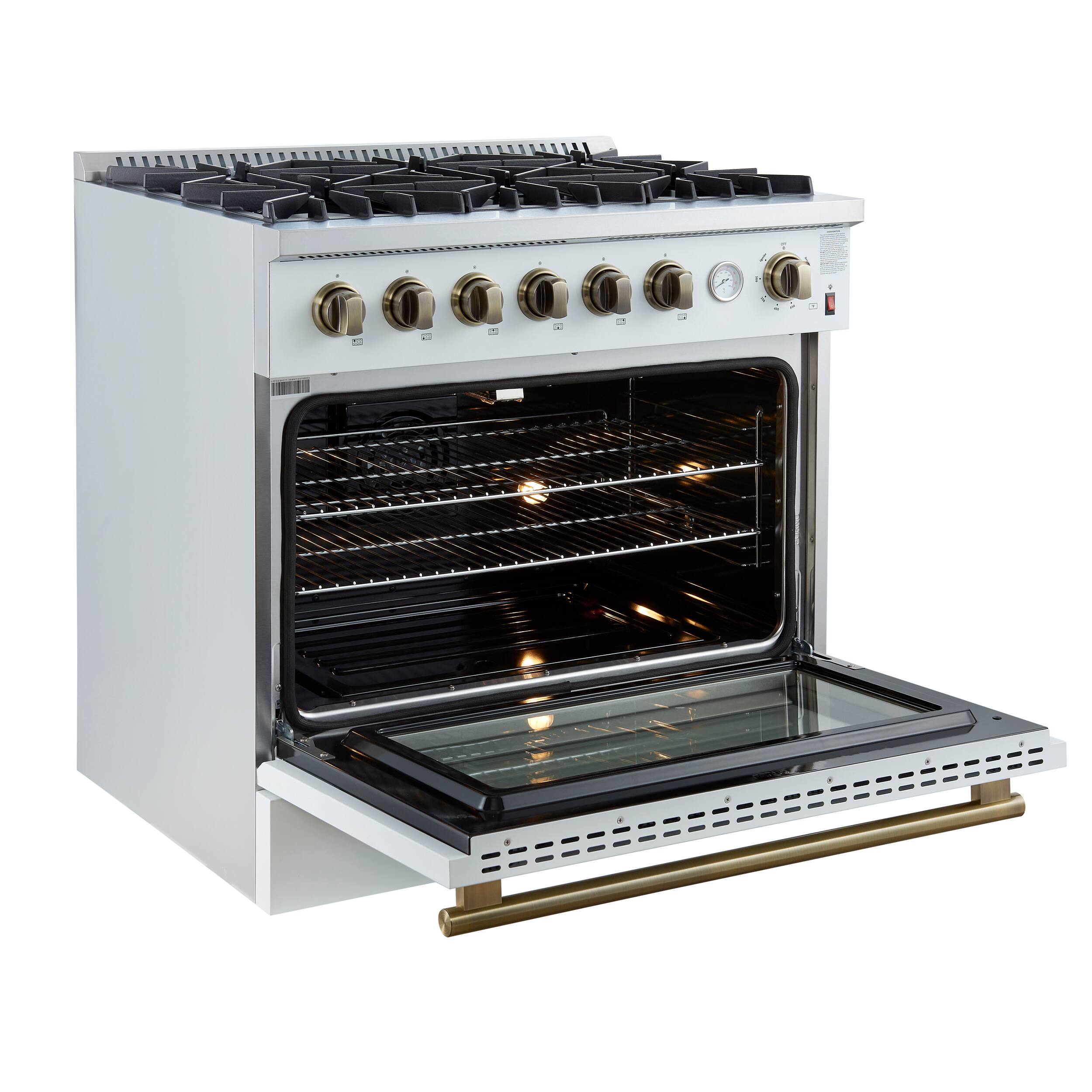 Alt View 1. Forno Appliances - Marco 5.36 Cu. Ft. Freestanding Gas Convection Range with Hidden Bake Element - White.