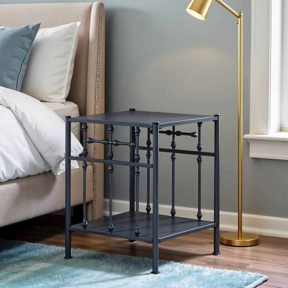 Alt View 3. Starlight Canyon Home - Navy Metal Nightstand – Stylish Metal Side Table for Bedroom or Living Room - Black.