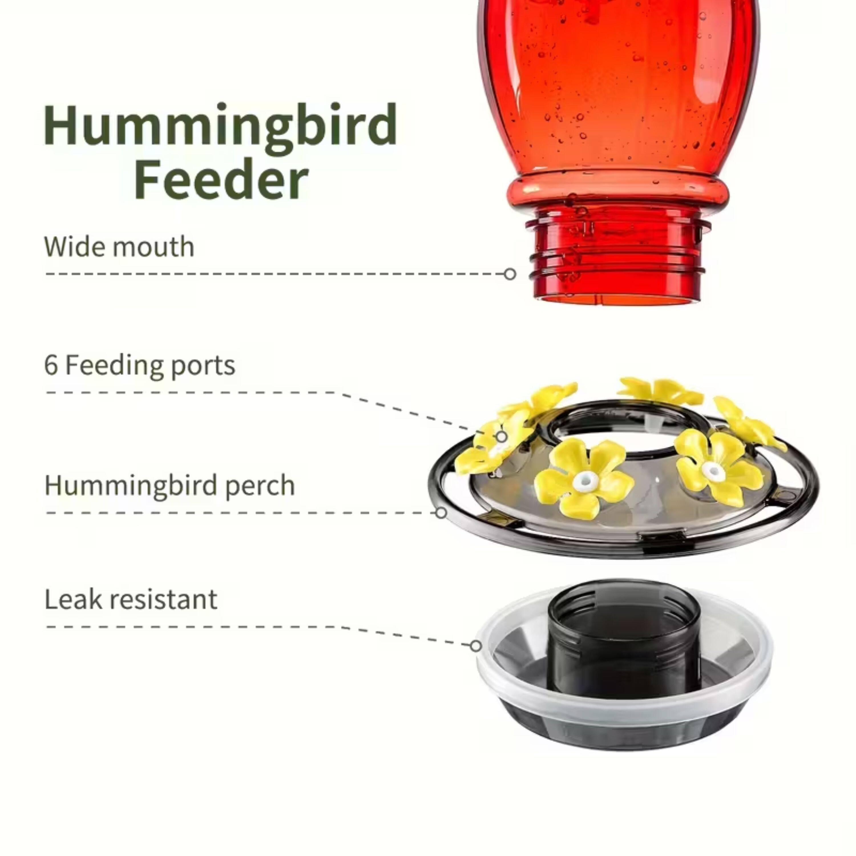 Hummingbird Feeder  
- Wide mouth  
- 6 Feeding ports  
- Hummingbird perch  
- Leak resistant