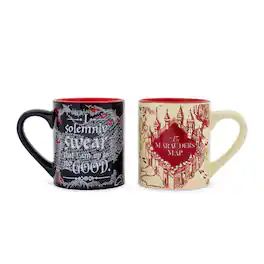 Silver Buffalo - Harry Potter Marauder's Map Quotes Ceramic Mug Set | Each Holds 14 Ounces - Red