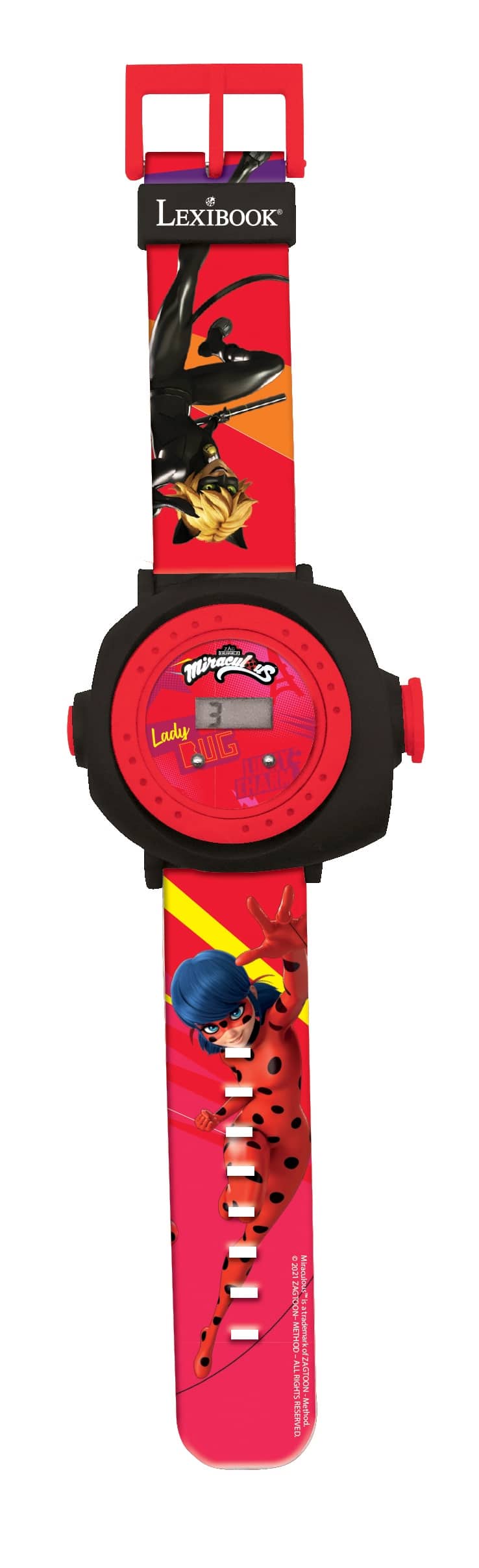 Lexibook - Miraculous Digital Projection Watch with 20 Images to Project - Red