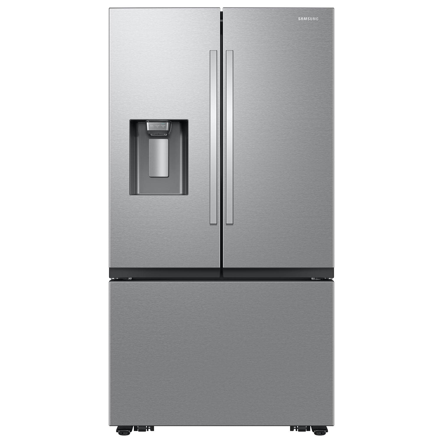 Front. Samsung - 36 in. Wide Bespoke AI 31 cu. ft. Mega Capacity 3-Door French Door Refrigerator with External Water & Ice Dispenser - Stainless Steel.