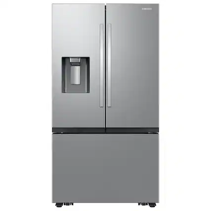 Front. Samsung - 36 in. Wide Bespoke AI 31 cu. ft. Mega Capacity 3-Door French Door Refrigerator with External Water & Ice Dispenser - Stainless Steel.