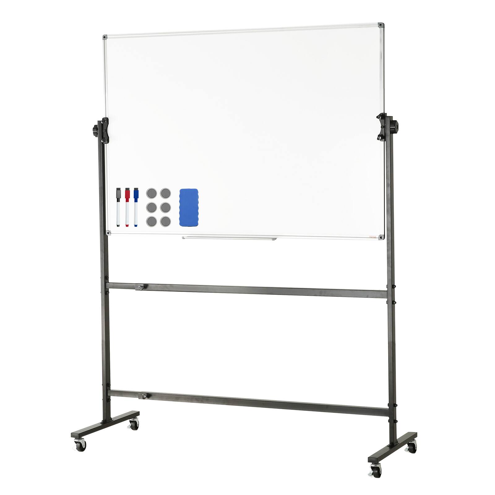 Alt View 5. VEVOR - Rolling Whiteboard, 48x32 inch Double-Sided Magnetic Mobile Whiteboard, 360° Reversible Adjustable Height - White.