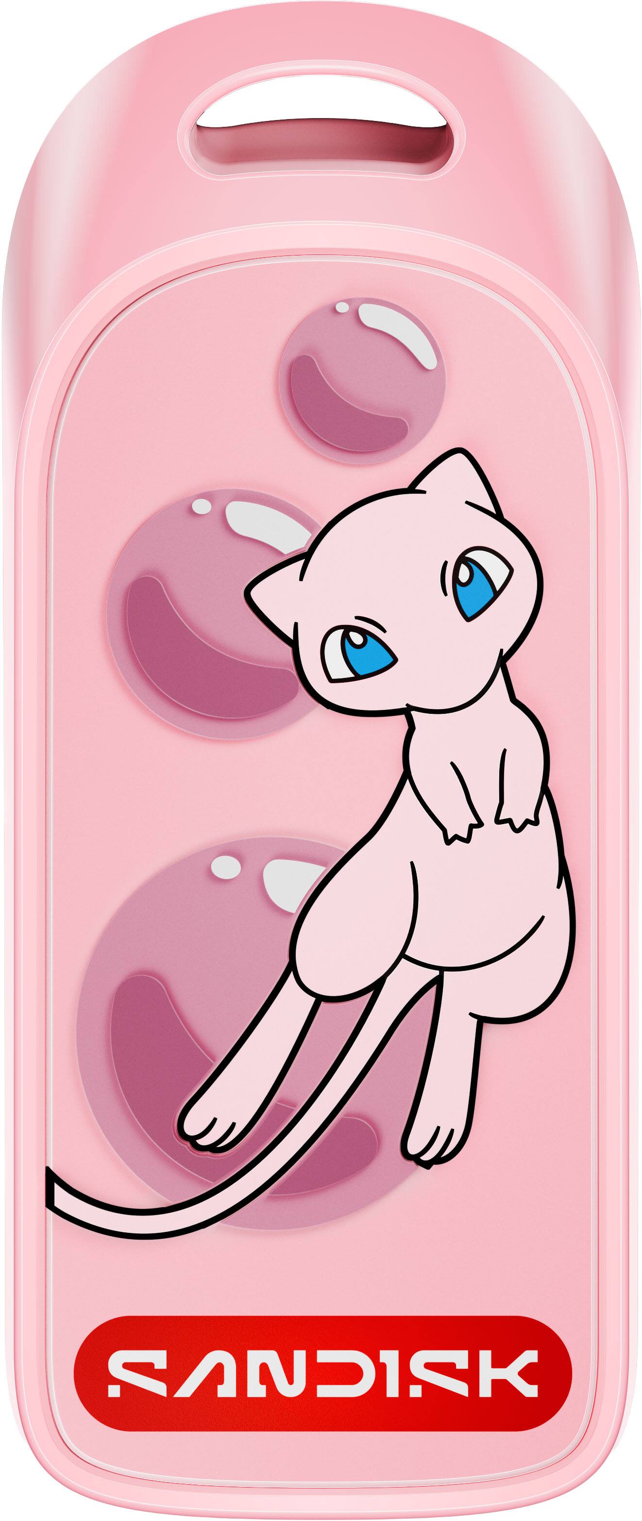 Angle. SANDISK - 128GB Pokémon USB-C Flash Drive - pink.