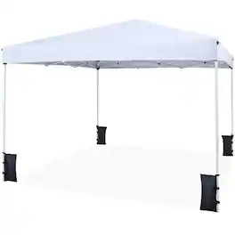 Boyel Living - White 10 x 10 Feet Pop up Canopy Tent with Carrying Bag and 4 Sandbags 120-in L x 120-in W x 98.4-in H