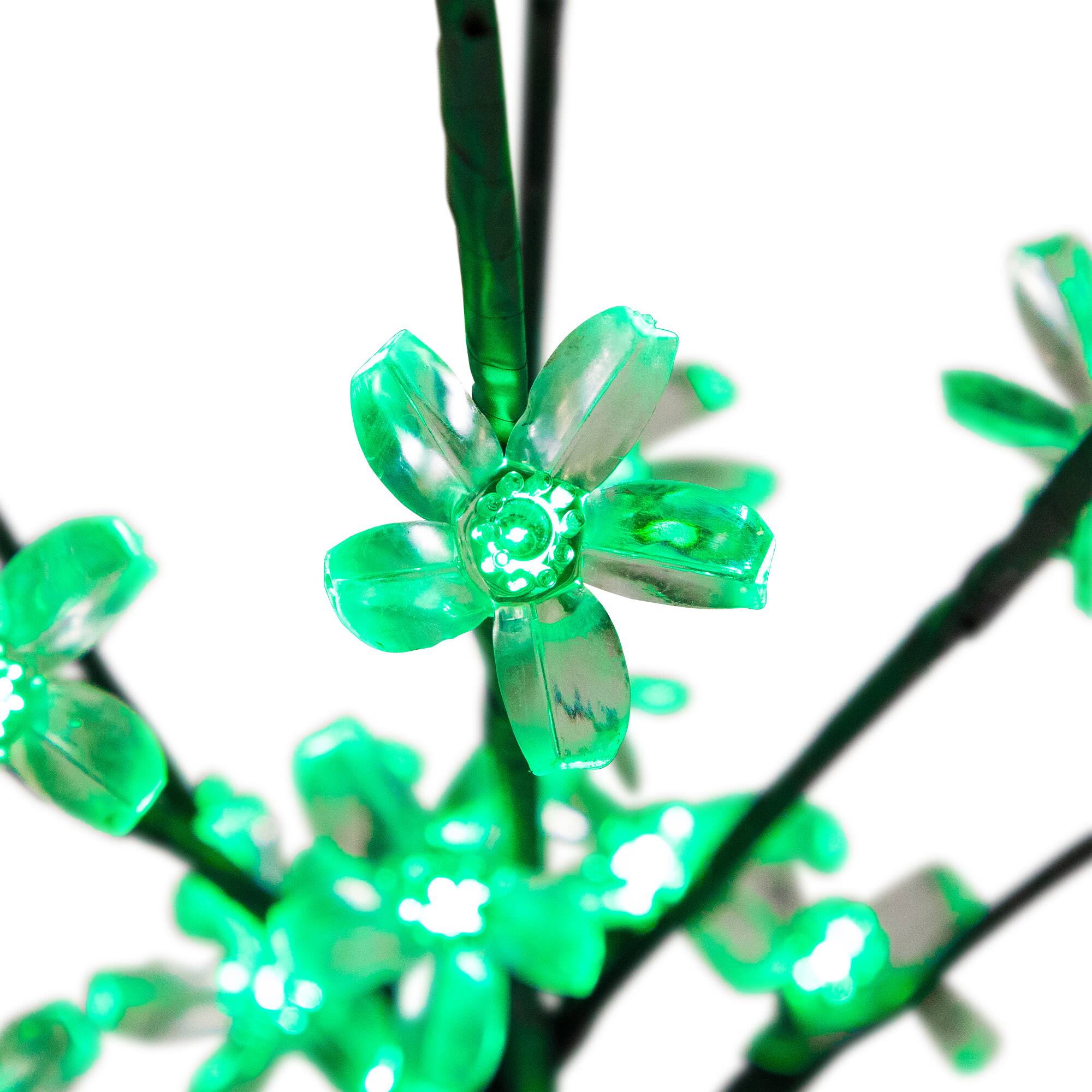 Alt View 4. Northlight - Pre-Lit Cherry Blossom Artificial Tree Branches - 2.5' - Green LED Lights - Set of 3 - Green.