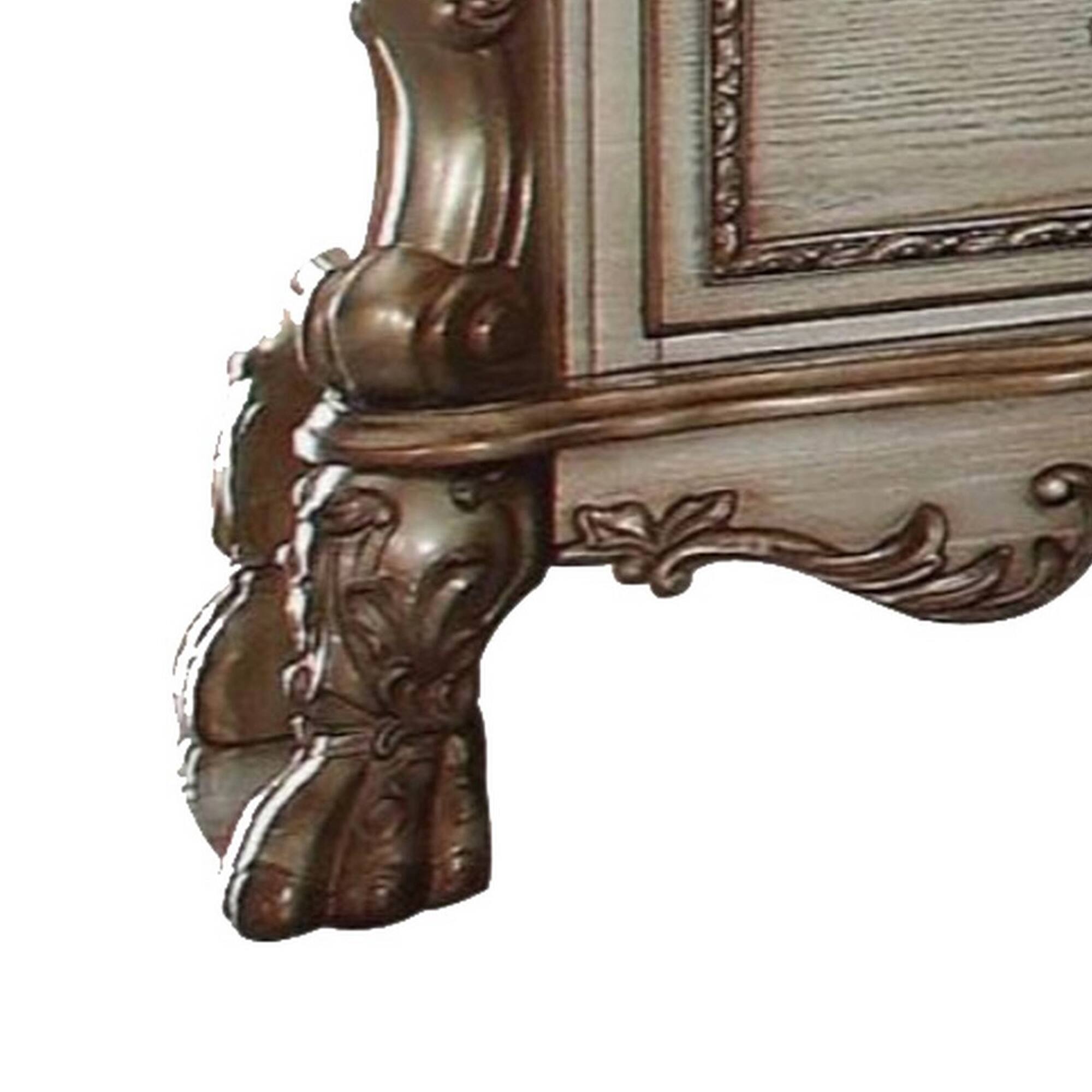 Alt View 3. Manhattan Lane - Wooden Nightstand with Two Drawers - Gold & White.