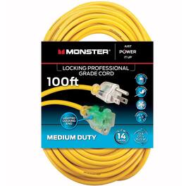 Monster - Just Power It Up Outdoor 100 ft. L Extension Cord - Yellow