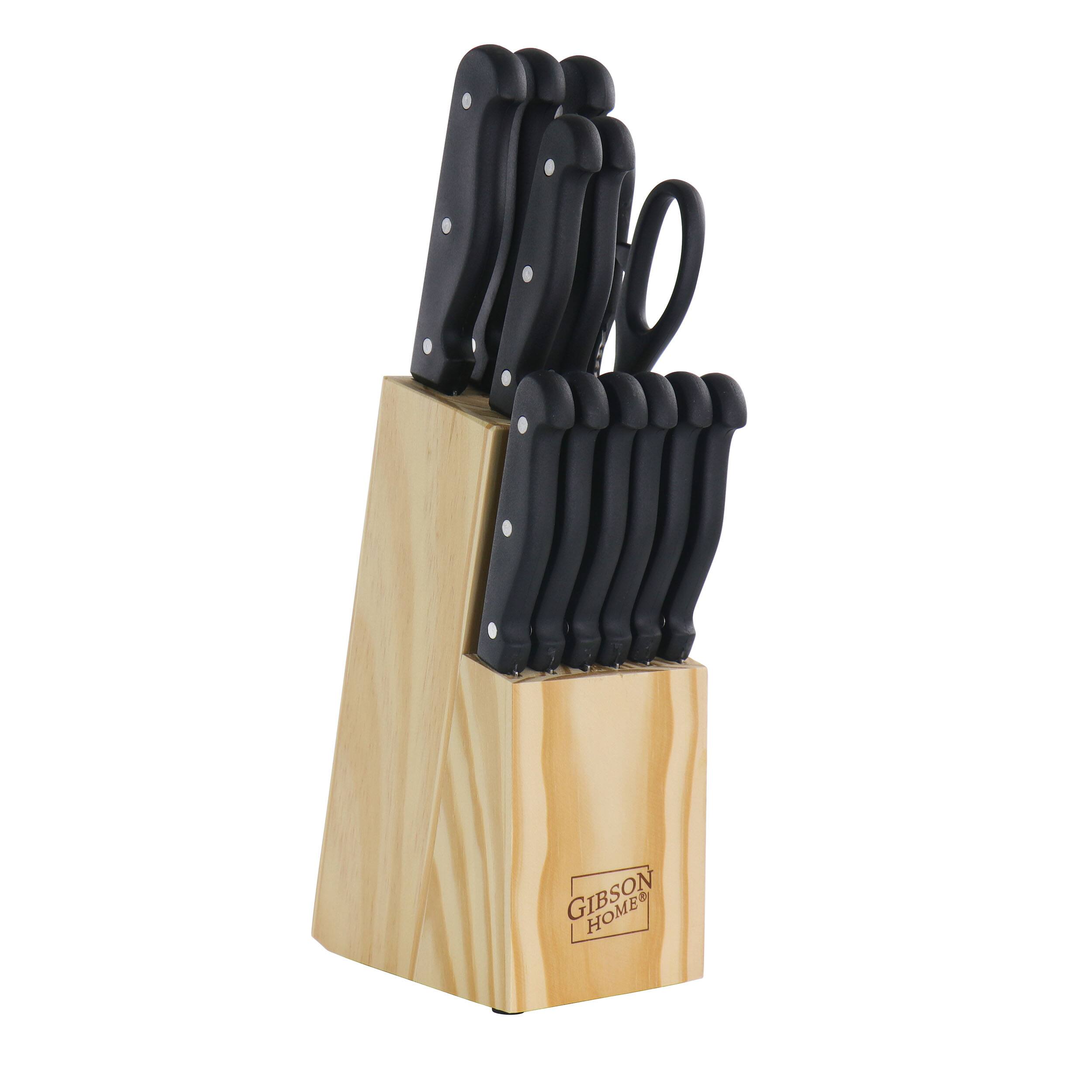 Gibson - Home Westover 13 Piece Stainless Steel Cutlery Set with Wood Storage Block - Black