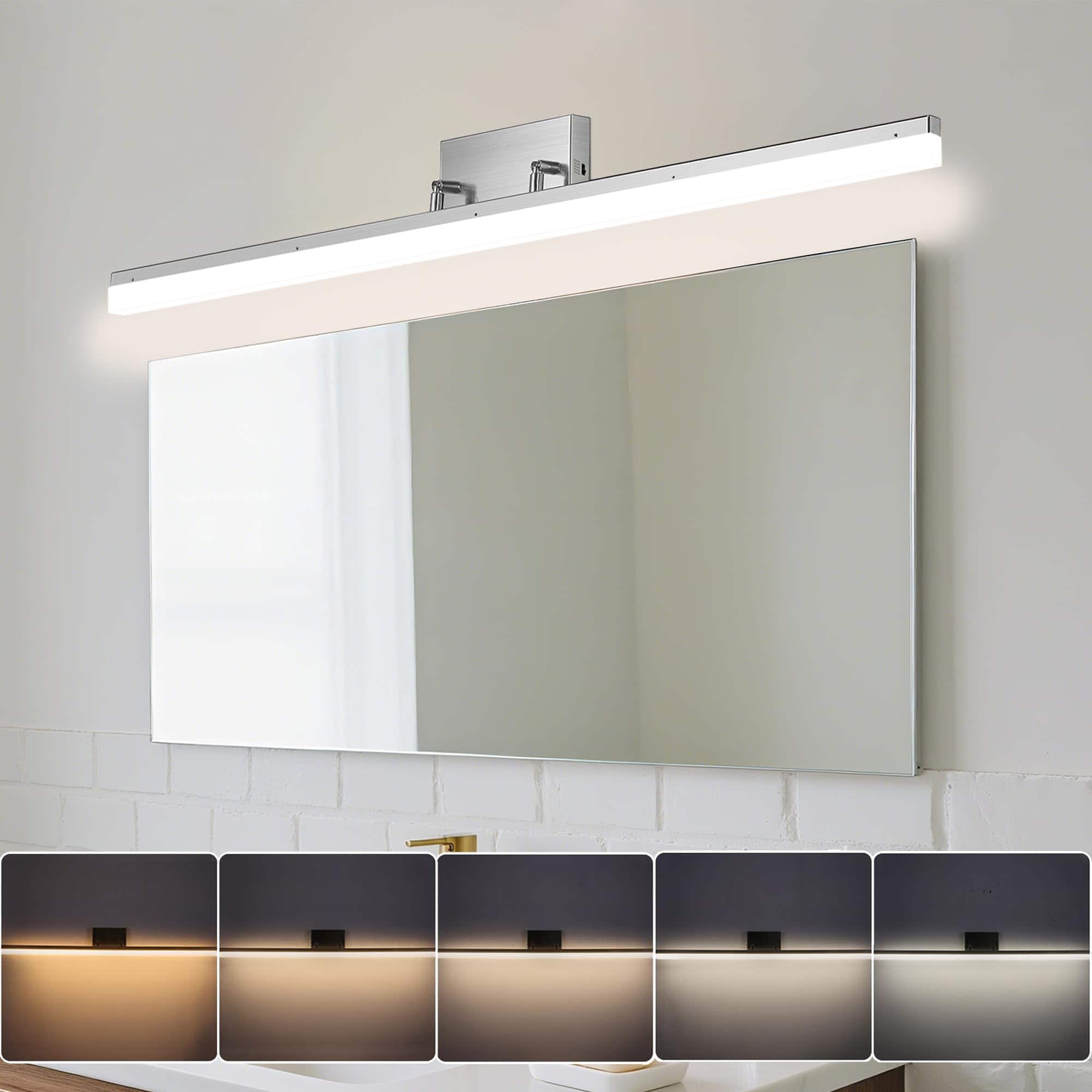 TECH SAFARI - n Modern Led Brushed Nickel Vanity Light Bar Adjustable Bathroom Fixtures Over Mirror Dimmable w m k Cool - Brushed Nickel 48 inch 5CCT