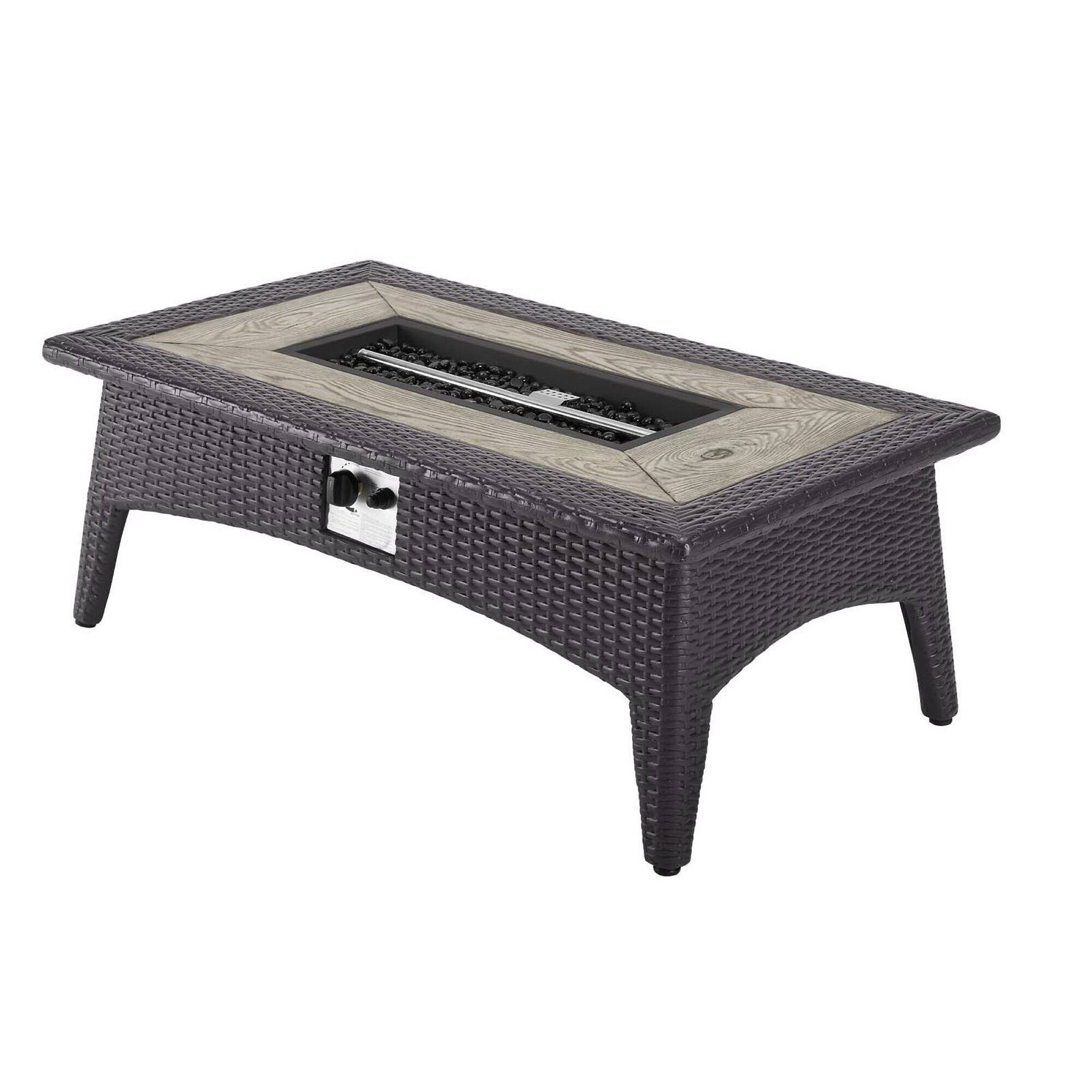 Angle. Modway - Splendor 43.5" Rectangle Outdoor Patio Fire Pit Table by Modway - Espresso.