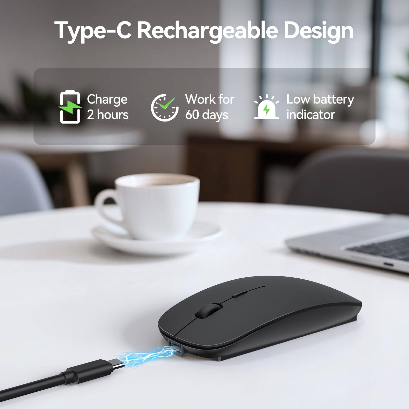 PO3TICJUNKI3 Mouse Rechargeable Silent Computer Device Simultaneous ...