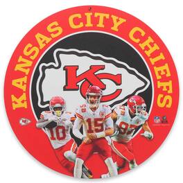 Open Road Brands - Kansas City Chiefs Team Stars 11" Round Metal Sign - Multicolor