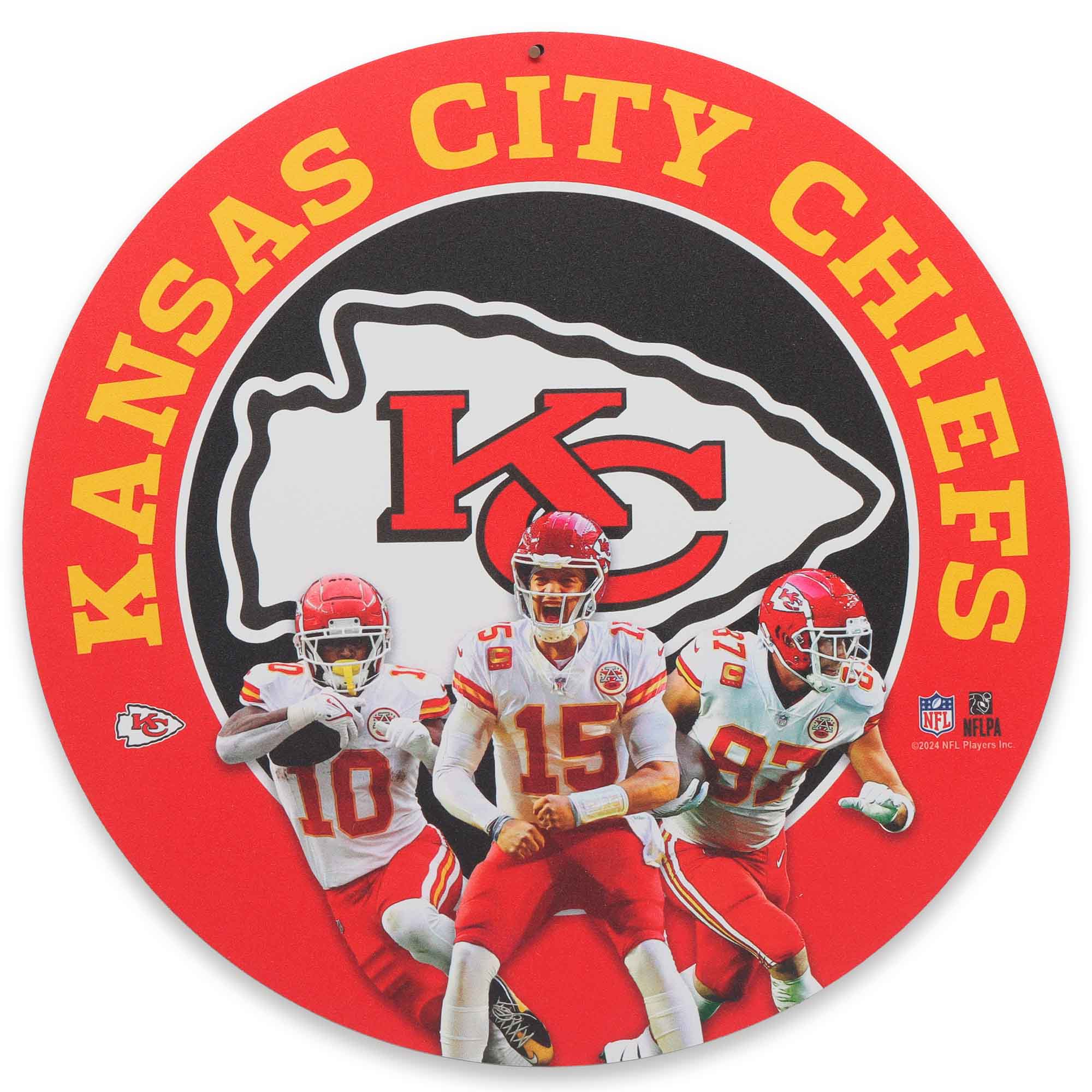 Kansas City Chiefs Team Stars 11" Round Metal Sign
