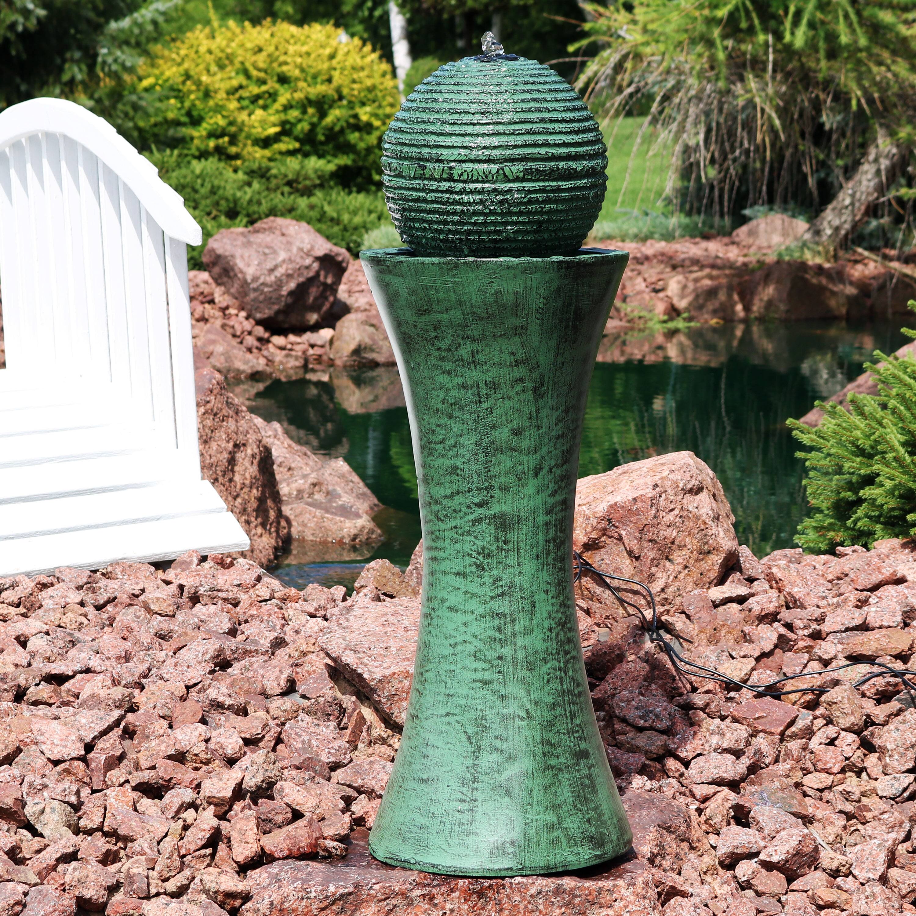 Alt View 3. Sunnydaze - Desert Spring Solar Water Fountain with Battery/Pump - 30 in - Green.