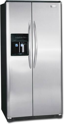 Angle Standard. Frigidaire - 22.6 Cu. Ft. Side-by-Side Refrigerator with Thru-the-Door Ice and Water - Stainless-Steel.
