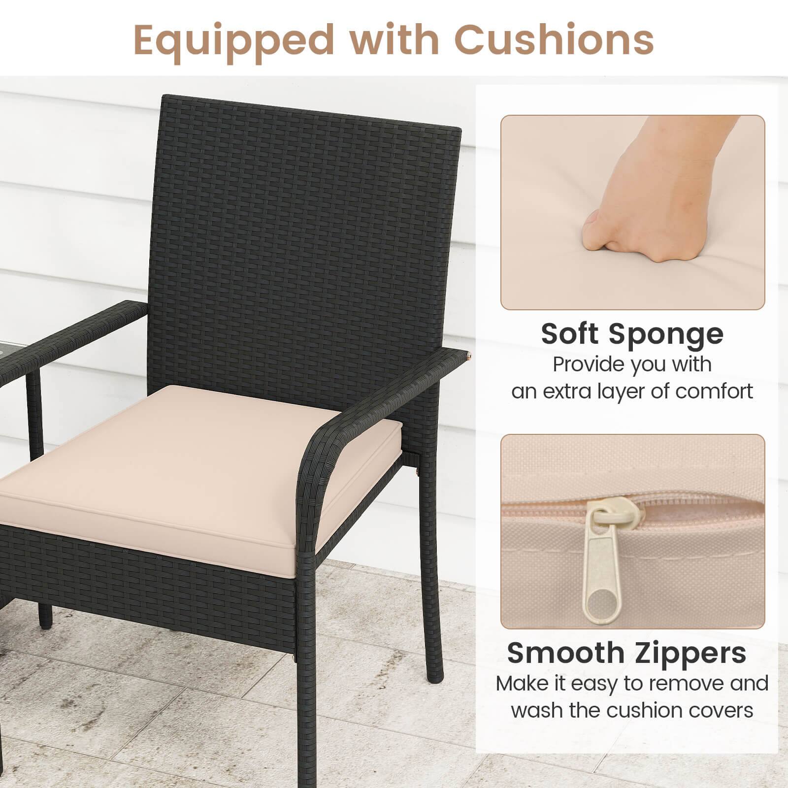 Equipped with Cushions

Soft Sponge  
Provide you with an extra layer of comfort

Smooth Zippers  
Make it easy to remove and wash the cushion covers